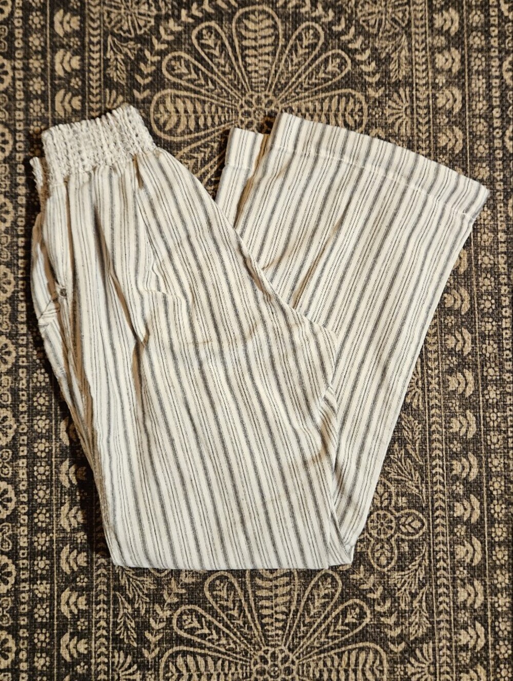 Ci Sono Cream Striped Pants